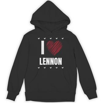 I Love LENNON First Name Cool Heart Personalized Name Unisex Hoodie - Monsterry