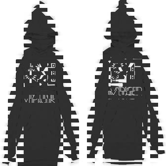 Love My Pitcher Cute Baseball Player Mom Catcher Pitcher Unisex Hoodie - Monsterry