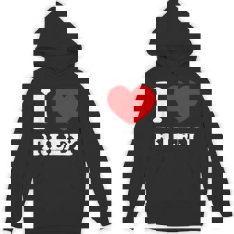 I Love Riley By Foxio -Adults Black Small Modern Lightweight Classic Fit Short Sleeve Letter Print Hoodie - Monsterry