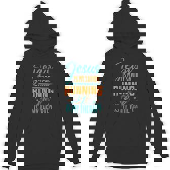 Marathoner Jesus Is My Savior Running Is My Therapy Marathon Unisex Hoodie - Monsterry