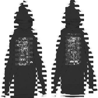 Mech Warrior Blueprint Shirt Mighty Tech Robot Fighter Unisex Hoodie - Monsterry
