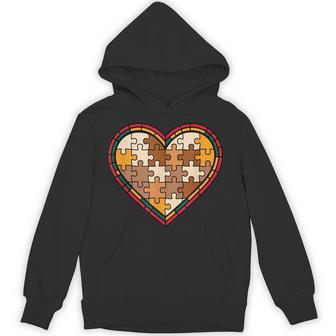 Melanin Heart Puzzle Black History American Afro Motivation Hoodie | Seseable UK