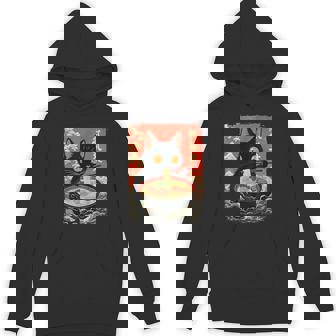 Neko Cat Eating Ramen Anime Kawaii Japanese Noodle Graphic Unisex Hoodie - Monsterry