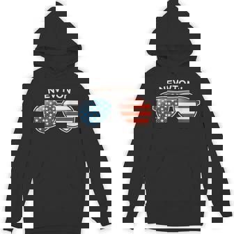 Newton IN Vintage US Flag Sunglasses Unisex Hoodie - Monsterry