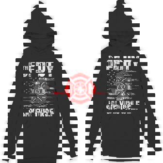 Off-Duty Save Yourself Firefighter Retro American Flag Hoodie - Seseable