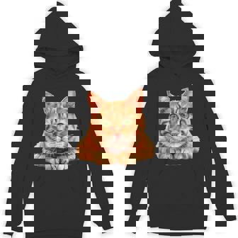 Orange Cat Green Eyes Tabby Vintage Cat Lovers Unisex Hoodie - Monsterry