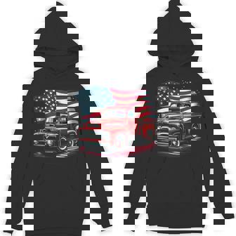 Patriotic Classic Old Pickup Truck Usa Flag 4Th Of July Hoodie - Seseable