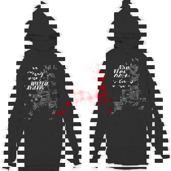 Plaid Buffalo Deer Christmas Pajamas Family Xmas Lights Kids Unisex Hoodie - Monsterry