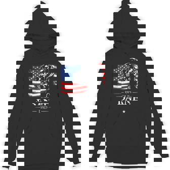Proud Great Dane Dad American Flag Patriotic Giant Dog Unisex Hoodie - Monsterry