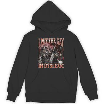 I Put The Gay In Dyslexic Hard Skeleton Meme Bootleg Hoodie - Thegiftio UK