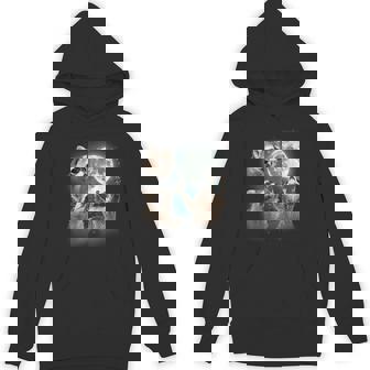 Raccoon 3 Racoons Howling At Moon Weird Meme Unisex Hoodie - Monsterry