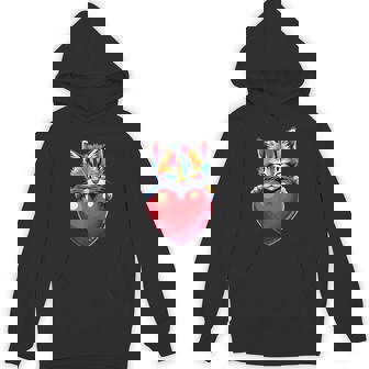 Rainbow Cute Cat Hugging Valentine Heart Kitty Love Cat Unisex Hoodie - Monsterry