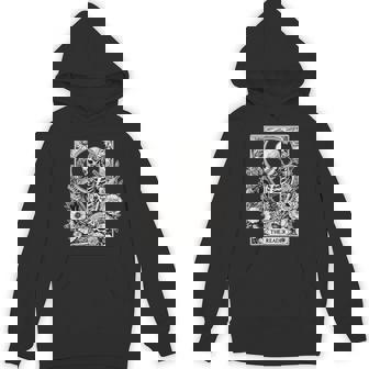 The Reader Tarot Card Skeleton Reading Book Books Unisex Hoodie - Monsterry