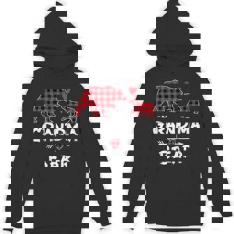 Red Plaid Grandma Bear Xmas Family Christmas Pajamas Unisex Hoodie - Monsterry