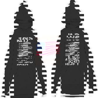 Retro Flag Hands Off My Social Security Protest Vintage Hoodie - Thegiftio UK