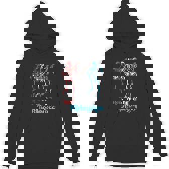 Retro Red & Bluegrass Dancing Skeletons & Banjos Unisex Hoodie - Monsterry