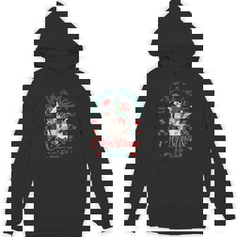 Retro Rockin Around The Christmas Tree Skeleton Plays Guitar Unisex Hoodie - Monsterry