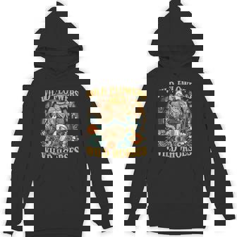 Retro Southern Sunset Cowgirl Wild Flowers Wild Horses Hoodie - Seseable