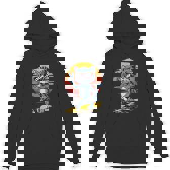 Retro Sunset Cool Cat With Sunglasses Peace Sign Unisex Hoodie - Monsterry
