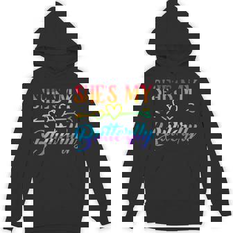 She's My Cupcake Butterfly Matching Lesbian Couple Rainbow Unisex Hoodie - Monsterry