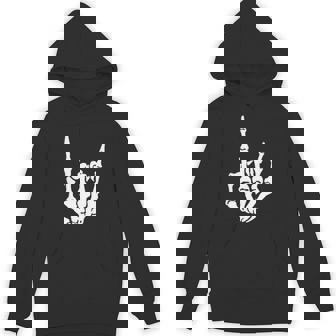 Skeleton Hand Devil Horns Rock Hand Gesture Unisex Hoodie - Monsterry