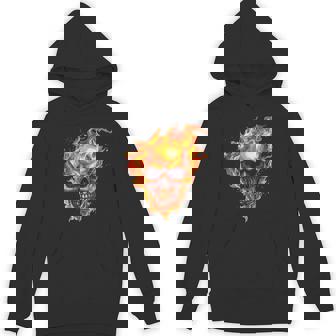 Skull On Fire Flaming Skull Horror Halloween Costume Unisex Hoodie - Monsterry