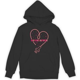 Sonographer Heart Valentine's Day Ultrasound Technologist Hoodie - Monsterry