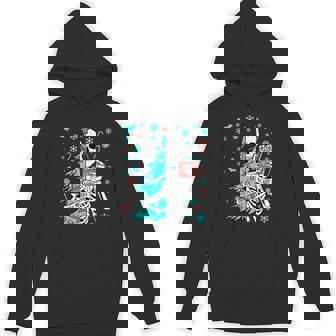 Sorta Merry Sorta Scary Christmas Skeleton Tree Santa Unisex Hoodie - Monsterry