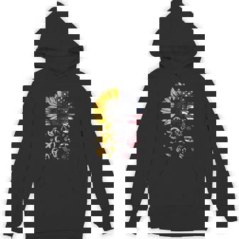 Sunflower USA Flag Peace Sign 4th Of July Patriotic Hippie Unisex Hoodie - Monsterry