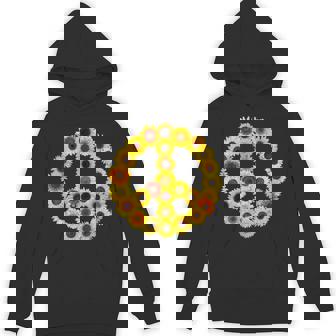 Sunflowers Peace Sign 60s 70s Love Kindness Yellow Sunflower Unisex Hoodie - Monsterry