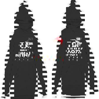 Team Naughty Or Nice Matching Christmas Couples Costume Unisex Hoodie - Monsterry