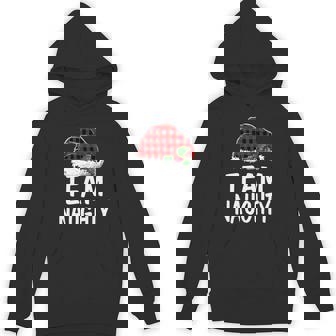 Team Naughty Santa Red Plaid Claus Christmas Pajama Family Unisex Hoodie - Monsterry