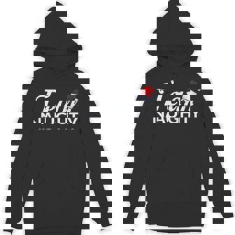 Team Naughty T-Shirt Couple Matching Outfit With Team Nice Unisex Hoodie - Monsterry