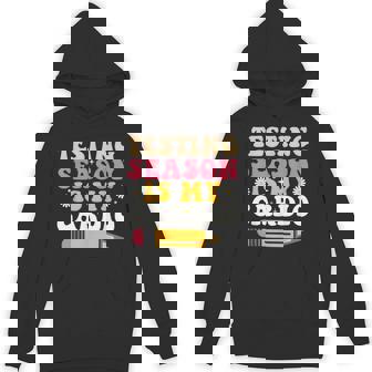 Testing Season Is My Cardio Retro Groovy Teacher Test Day Unisex Hoodie - Monsterry