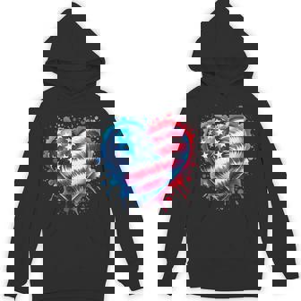 Tie Dye Heart Usa Flag Colors Blue Red & White 4Th Of July Hoodie - Seseable