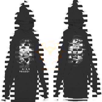 Total Solar Eclipse Fat Cat 8 April 2024 Totality Unisex Hoodie - Monsterry
