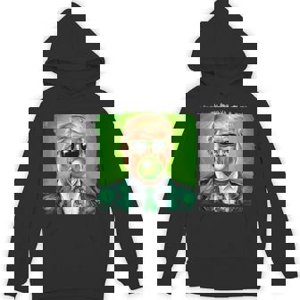 Trump Blowing Bubble Gum St Patrick's Day Green Sunglasses Hoodie - Monsterry