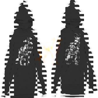 Urban Empyre -Adult Painted Dog x African Wild Dog Small Short Sleeve V-Neck Modern Graphic Unisex Hoodie - Monsterry