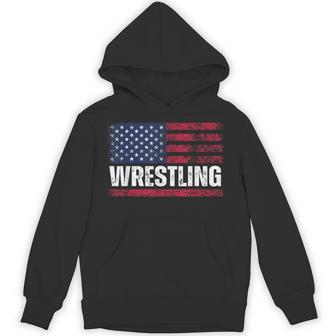 Us Flag Wrestling American Flag Wrestling Wrestle Vintage Hoodie | Seseable UK