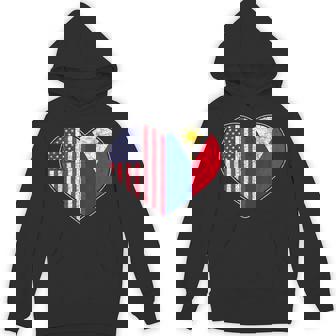USA Flag Heart Filipino Heritage Pinoy Love Philippines Unisex Hoodie - Monsterry