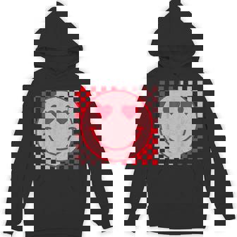 Valentines Day Smile Face Smiling Checkered Pattern Trendy Hoodie - Thegiftio UK
