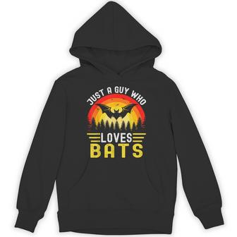 Vintage Bat Just A Guy Who Loves Bats Bat Halloween Hoodie - Thegiftio UK