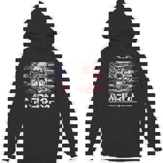 Vintage Bulldog Dog Merica Bulldog Dog Usa Flag Hoodie | Seseable CA