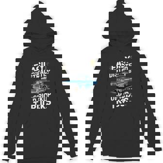 Vintage Easily Distracted By Old Pickup Trucks Retro Trucker Hoodie - Seseable