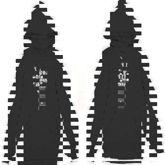 Vintage Rock On Skeleton Hand Sign Rock Guitar Neck Men Unisex Hoodie - Monsterry