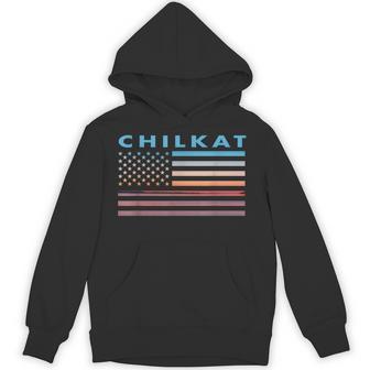 Vintage Sunset American Flag Chilkat Alaska Unisex Hoodie - Monsterry