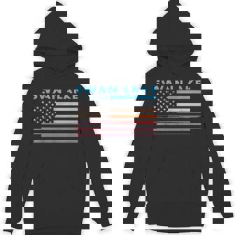 Vintage Sunset American Flag Swan Lake Nebraska Unisex Hoodie - Monsterry