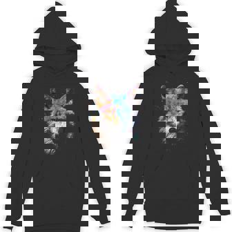 Wolf Colourful Animal Art Motif Unisex Hoodie - Monsterry