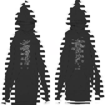 Yaqui Mexican Indian Tribe Wicked Skull Feathers Retro Unisex Hoodie - Monsterry