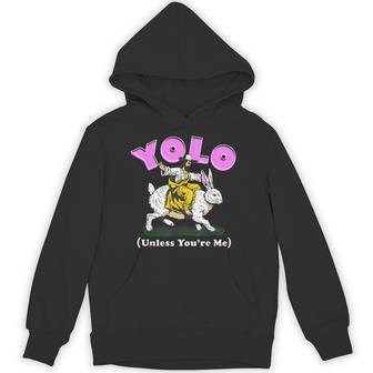 Yolo Unless You're Me Jesus Riding Rabbit Hoodie - Thegiftio UK